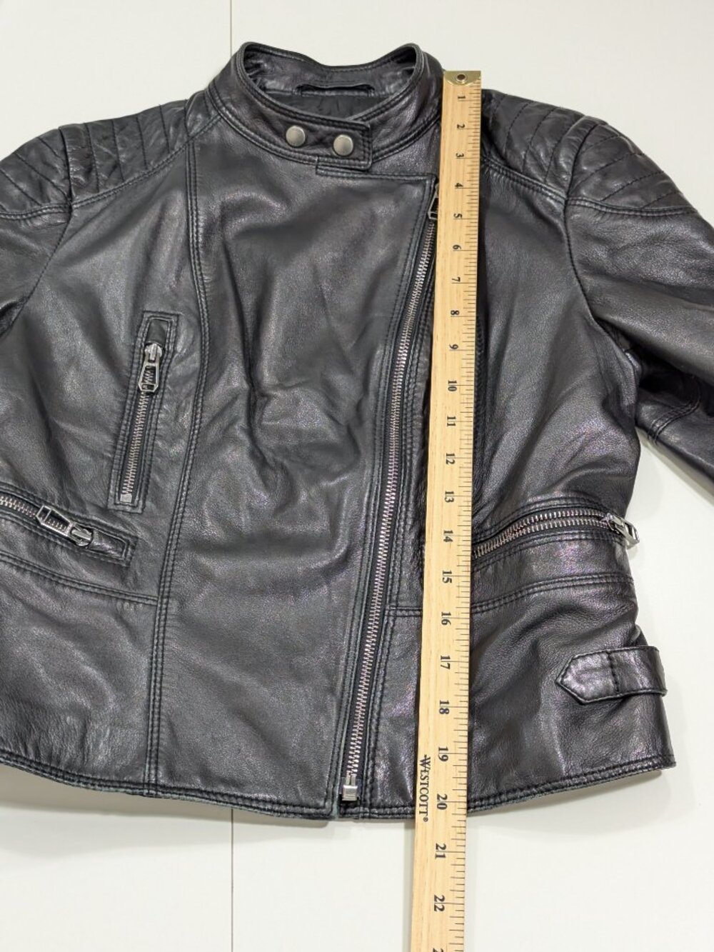 Joop! Women's Black Leather Jacket Biker style - Picture 9 of 15